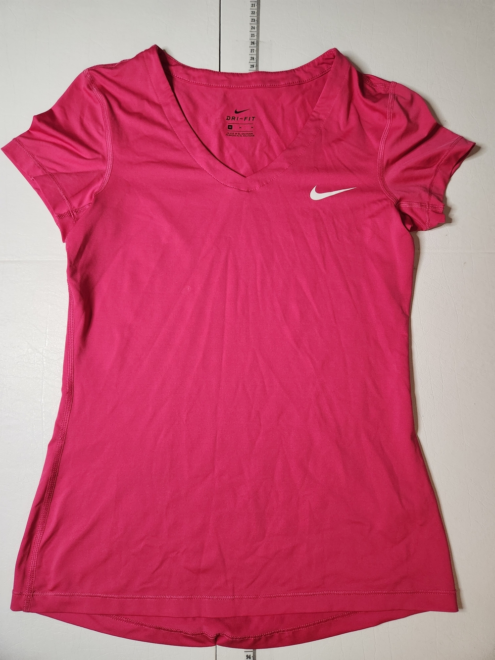 Nike Women's Hot Pink Dri-FIT V-Neck Short Sleeve Tee